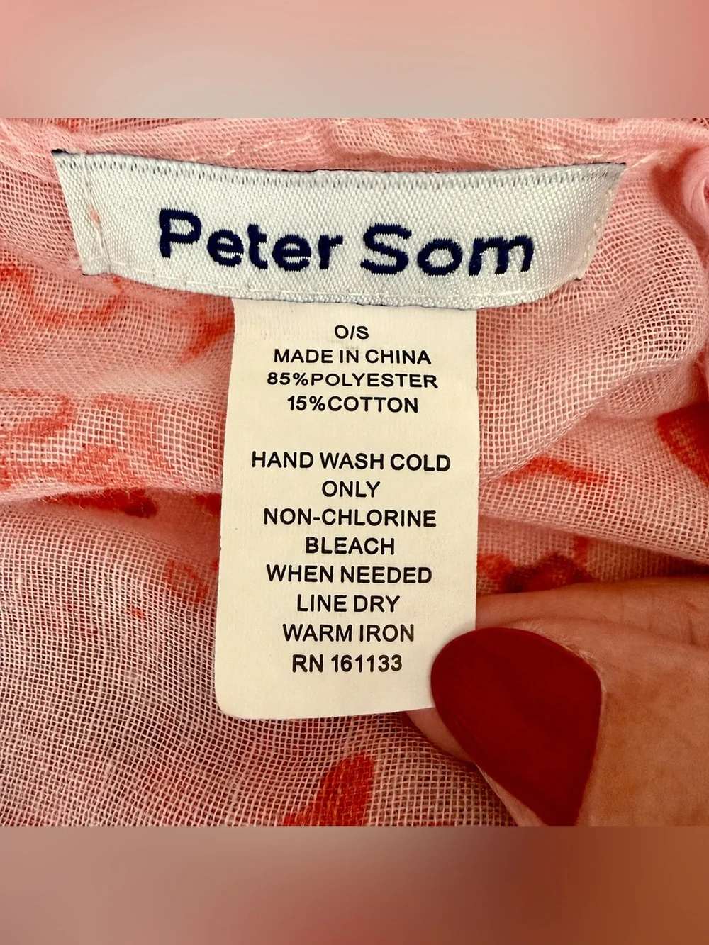 Peter Som Dream Floral Pink Red Blush Tassel Scarf Sarong Wrap One Size